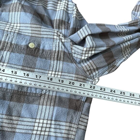 J.Crew Flannel Shirt Mens Medium Gray Blue Plaid Long Sleeve Button Up Cotton - Picture 7 of 10